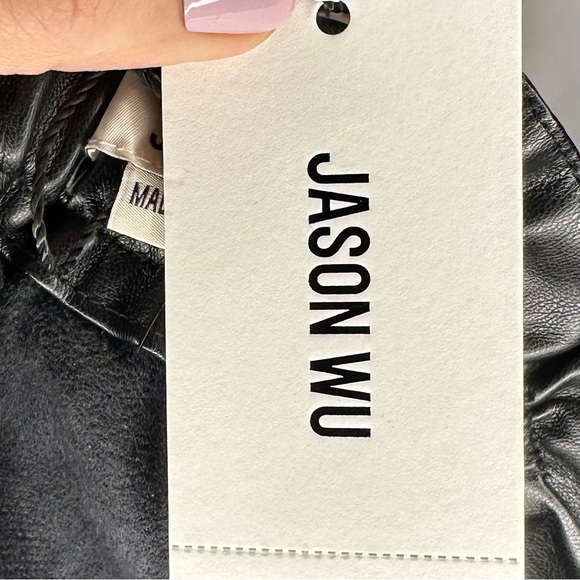 NWT Jason Wu Faux Black Leather Skirt Side Tie Size Large - Picture 9 of 13